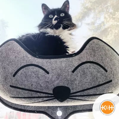K&H Pet Products EZ Mount Kitty Face Cat Window Perch Bed, Sturdy Window Hammock w/ Washable Pad