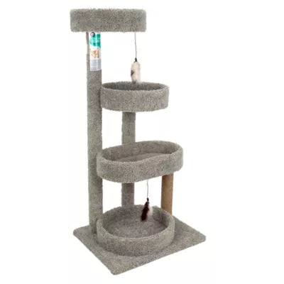 Whisker City® 51-in Treetop Terrace Carpet 4-Level Cat Tower w/ Scratching Post, Dangling Toy