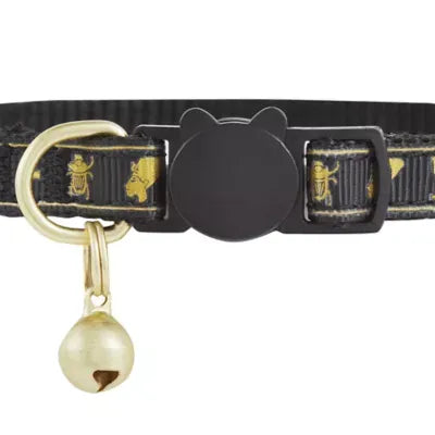 Whisker City® Black & Gold Cat Collar, Easy Release Cat Collar, Breakaway Collar, Kitten