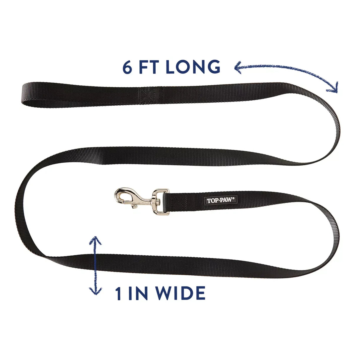 Top Paw® Standard Dog Leash, Walking Dog Leash, Multiple Sizes, 6' Long