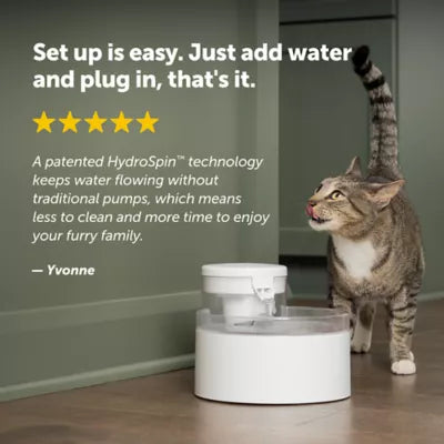 PetSafe® Outlast Pumpless Hydropspin Water Fountain 90 oz - Water Filter Included