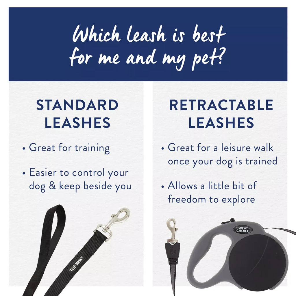 Top Paw® Standard Dog Leash, Walking Dog Leash, Multiple Sizes, 6' Long