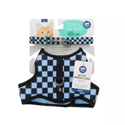 Whisker City® Cat Leash & Cat Harness, Combo, Kitten Size Available, Blue Checkered