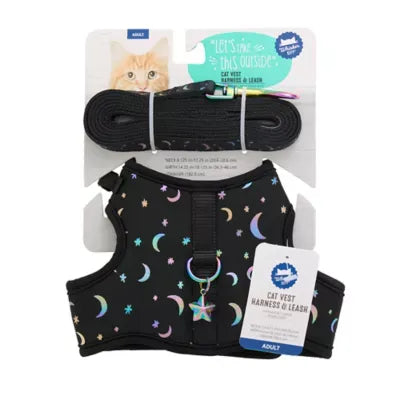 Whisker City® Black Moon Cat Harness and Leash Combo Set