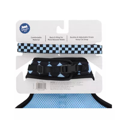 Whisker City® Cat Leash & Cat Harness, Combo, Kitten Size Available, Blue Checkered