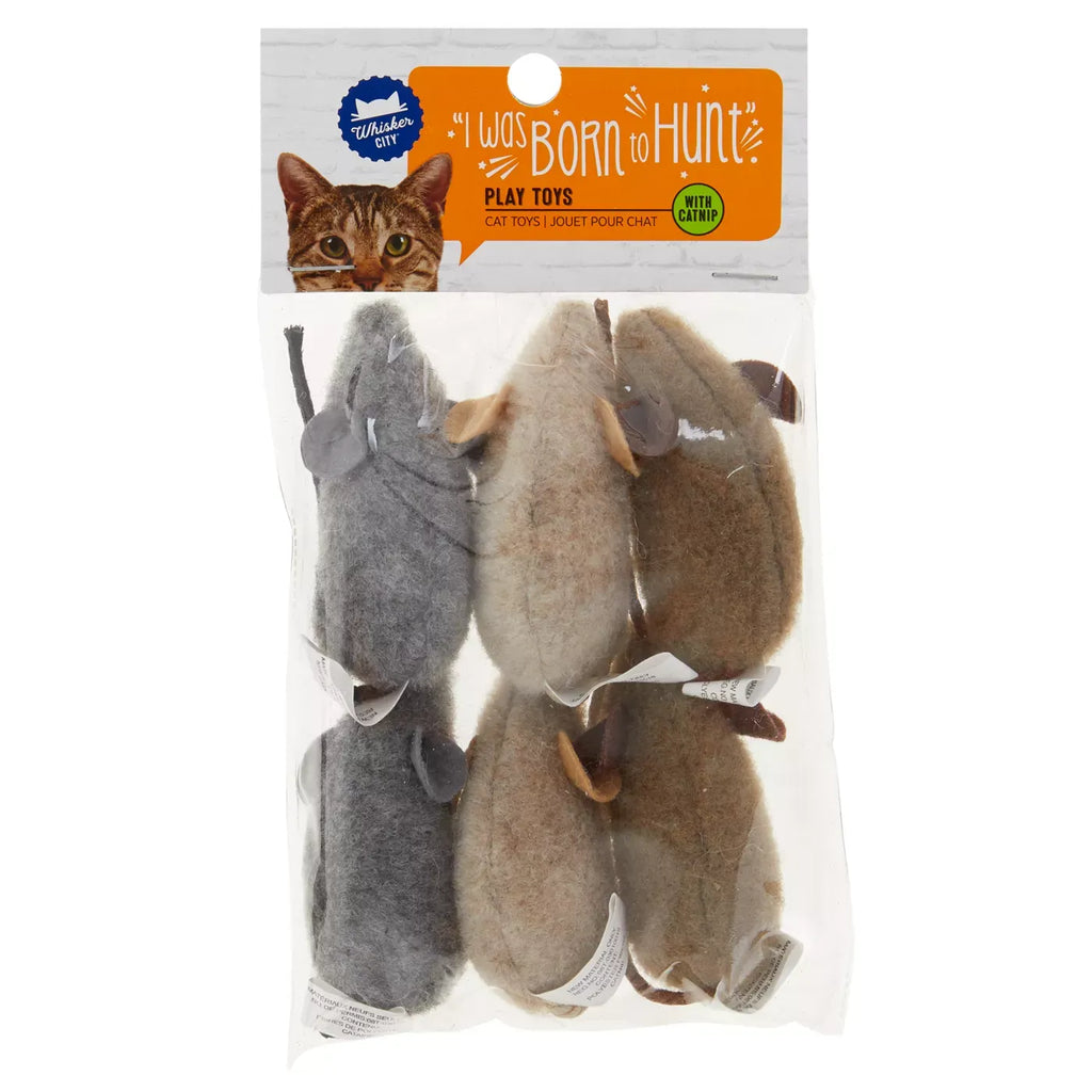 Whisker City® Wool Mice Cat Toys, 6 Pack