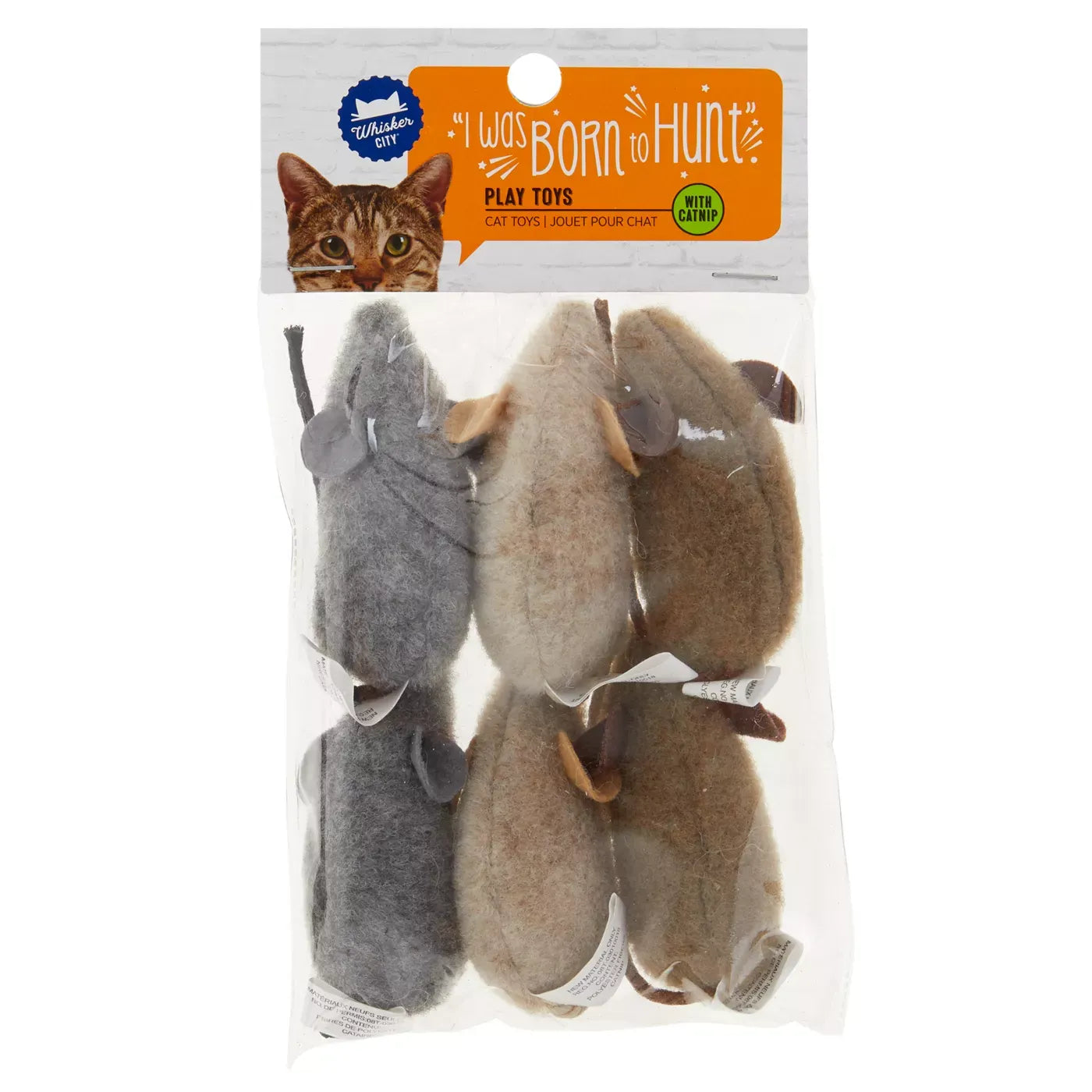 Whisker City® Wool Mice Cat Toys, 6 Pack