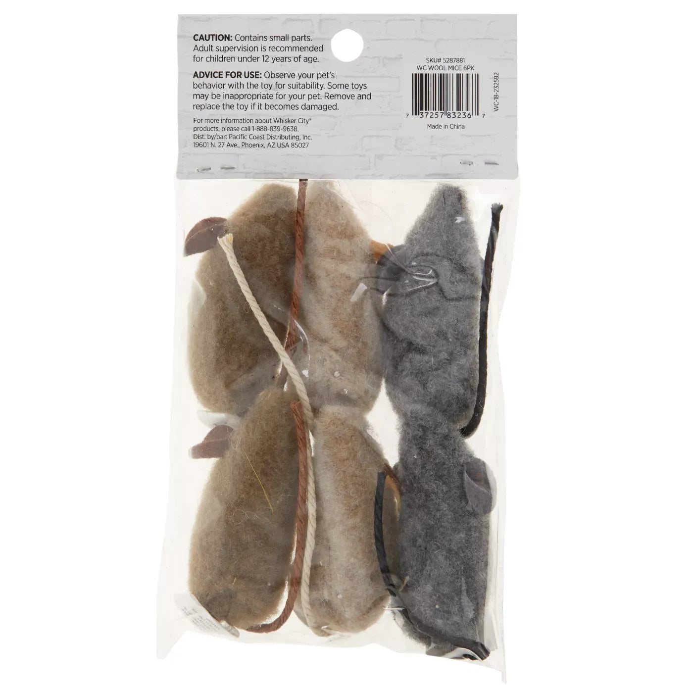 Whisker City® Wool Mice Cat Toys, 6 Pack