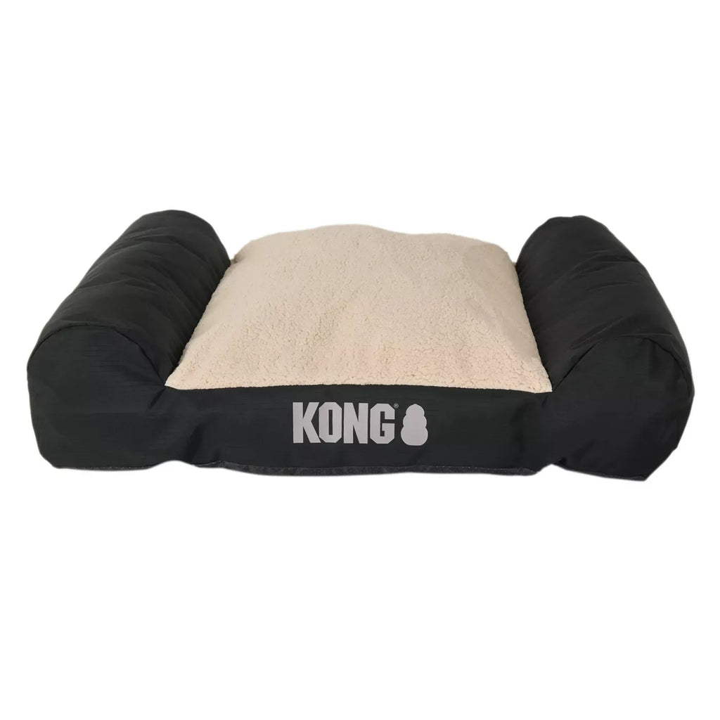 KONG® Durable Lounger Large Dog Bed, Water-Resistant, Grey & Black, 30L x 40W