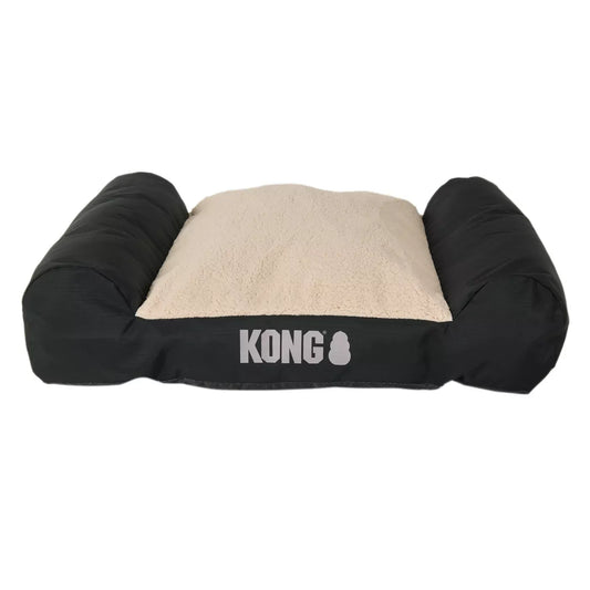 KONG® Durable Lounger Large Dog Bed, Water-Resistant, Grey & Black, 30L x 40W