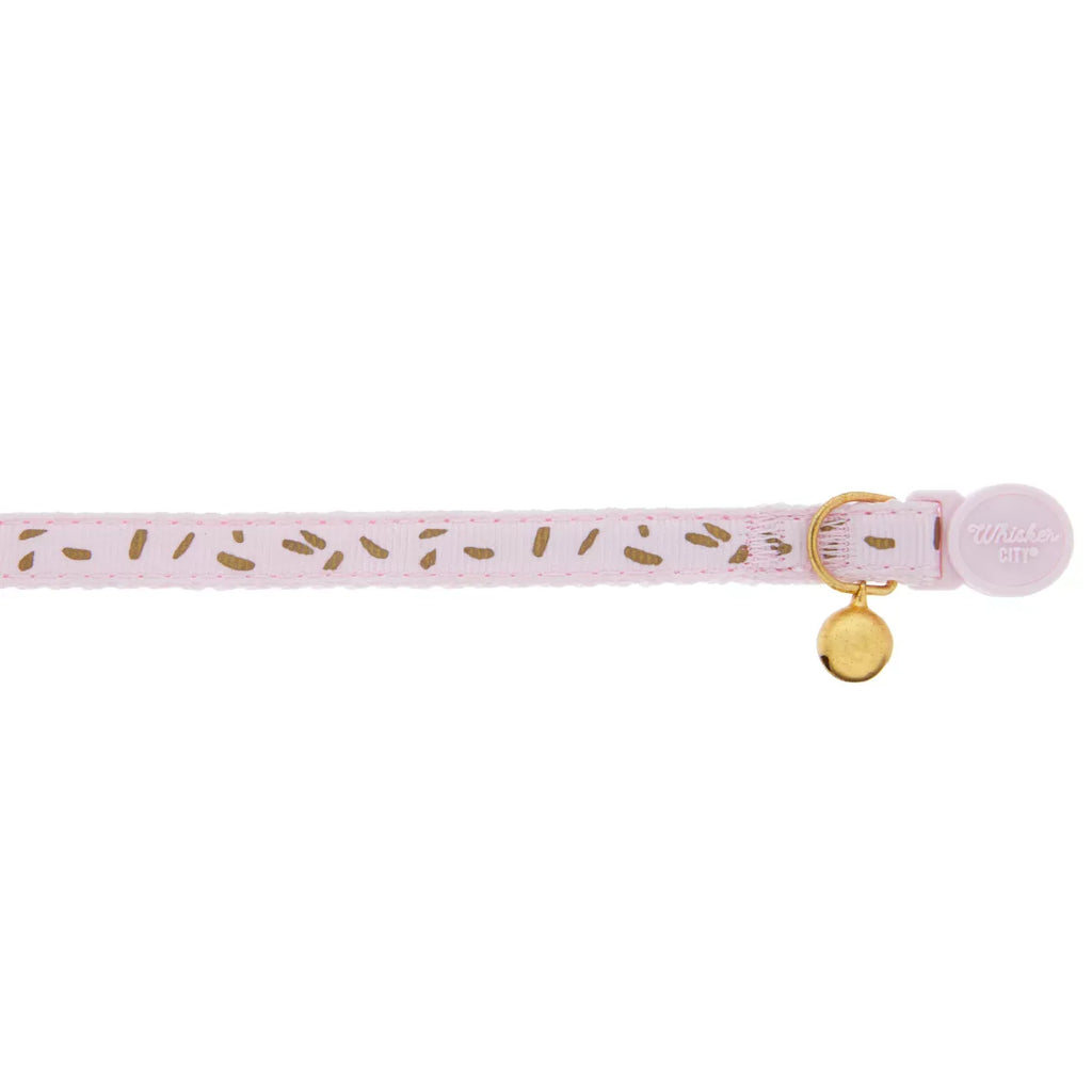 Whisker City® Gold Sprinkles Cat Collar, Pink & Gold Cat Collar, Break-Away Collar, Multiple Sizes