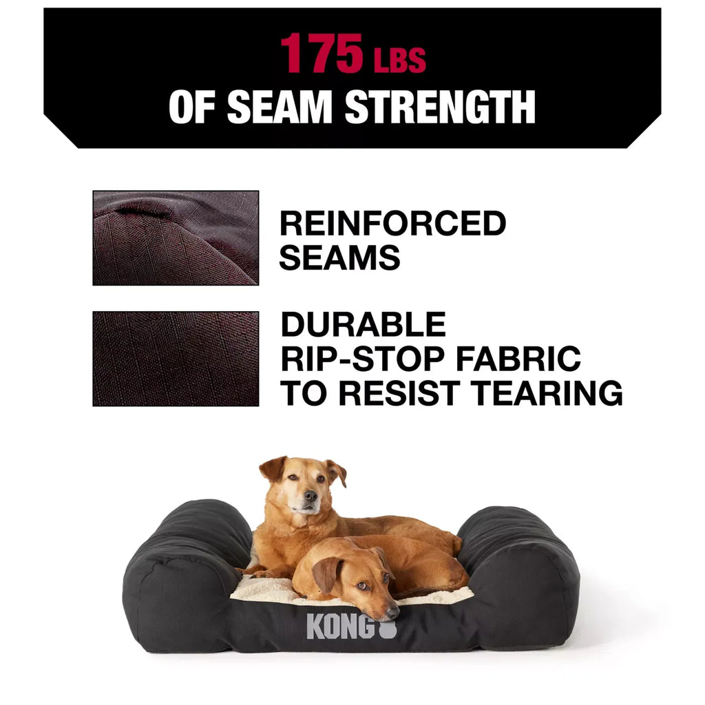 KONG® Durable Lounger Large Dog Bed, Water-Resistant, Grey & Black, 30L x 40W