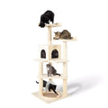 Whisker City® 60-in Playbox, Ball Track with Scratcher Toys Cat Tree, Scratching Post, White, Tan