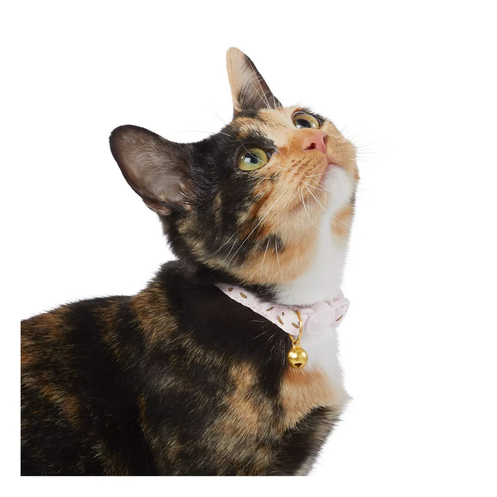 Whisker City® Gold Sprinkles Cat Collar, Pink & Gold Cat Collar, Break-Away Collar, Multiple Sizes