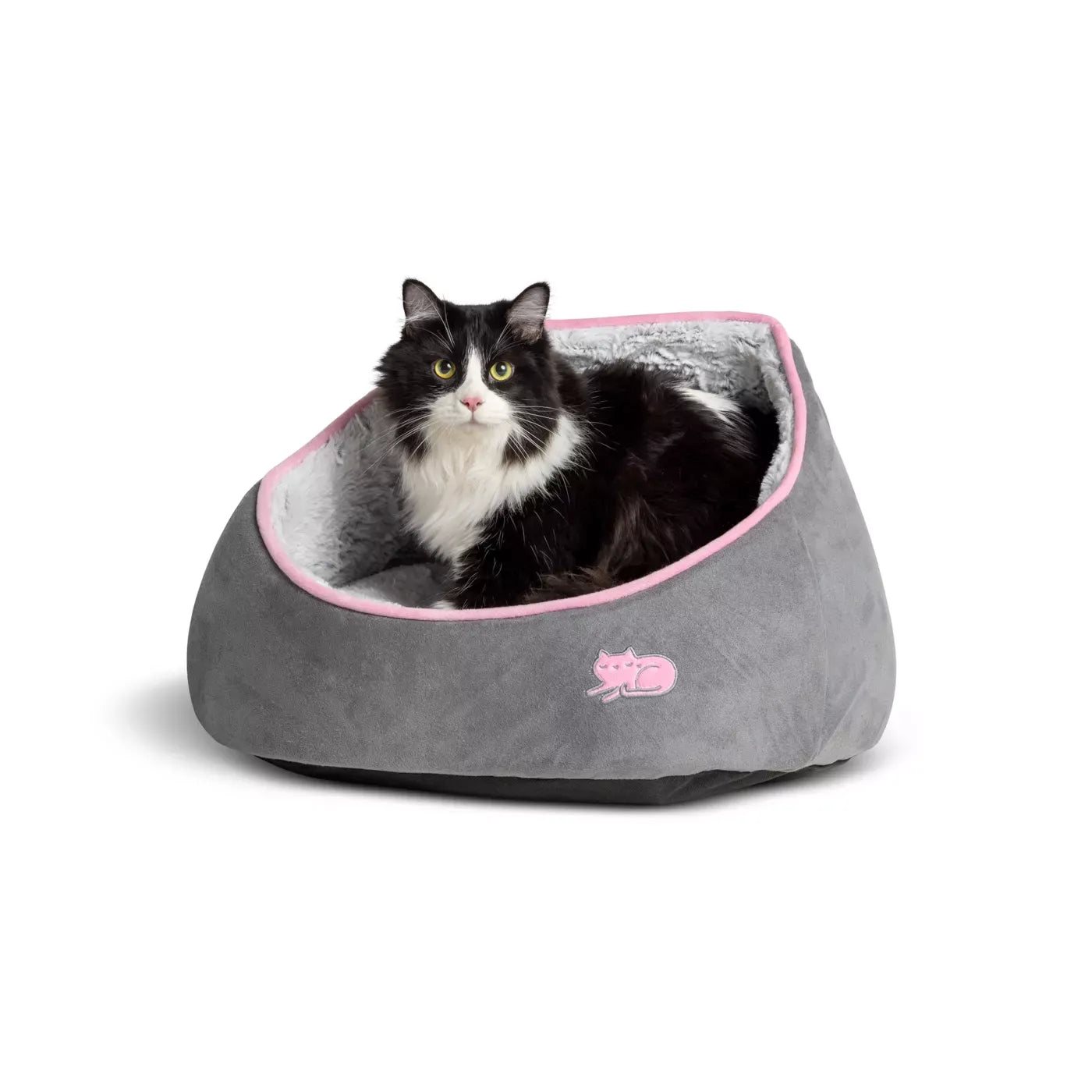 Whisker City® Grey Marble Snuggle Cave Cuddler Cat Bed 18.7Lx15.3W