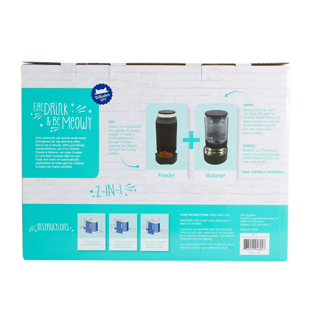 Whisker City® 2-in-1 Gravity Pet Feeder & Waterer