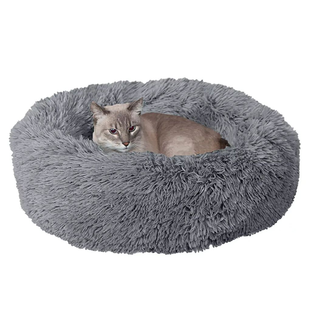 FurHaven Calming Cuddler Donut MediumPet Bed - Gray 23Lx23W