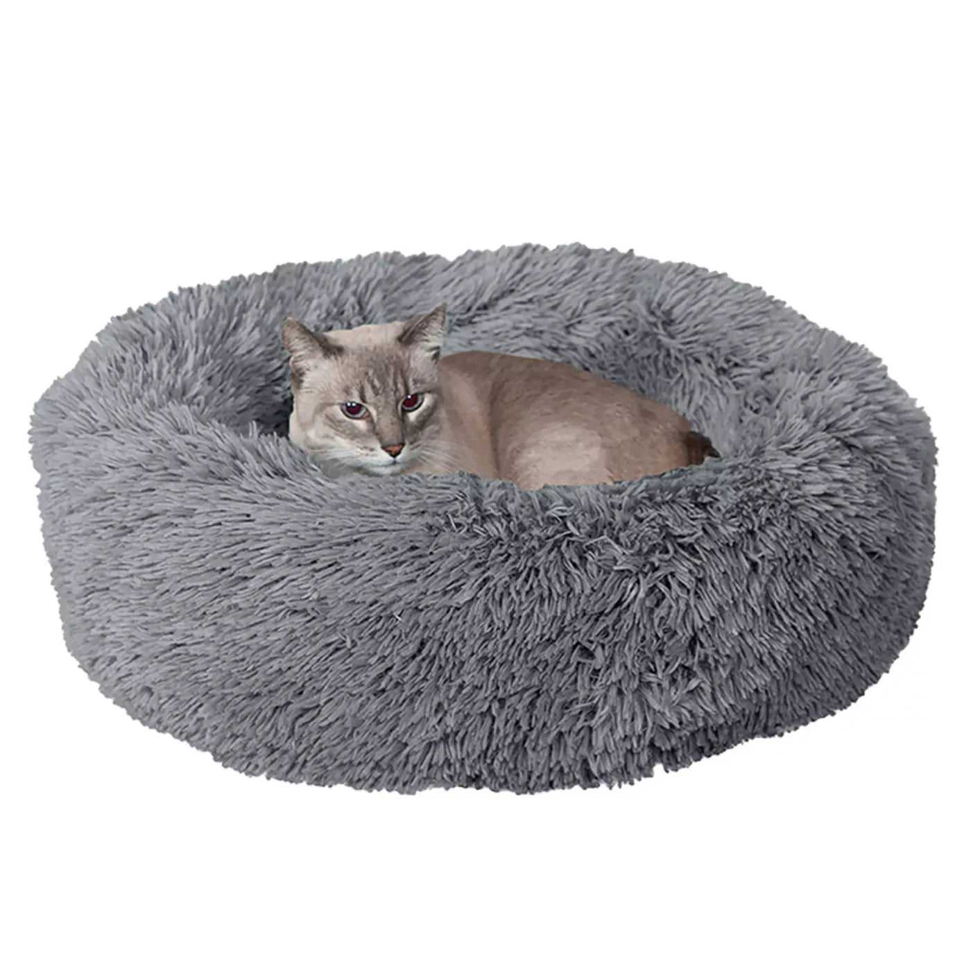FurHaven Calming Cuddler Donut MediumPet Bed - Gray 23Lx23W