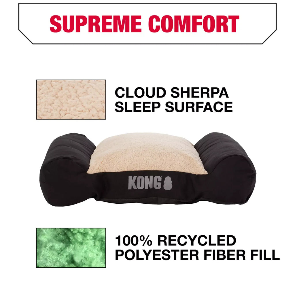 KONG® Durable Lounger Large Dog Bed, Water-Resistant, Grey & Black, 30L x 40W