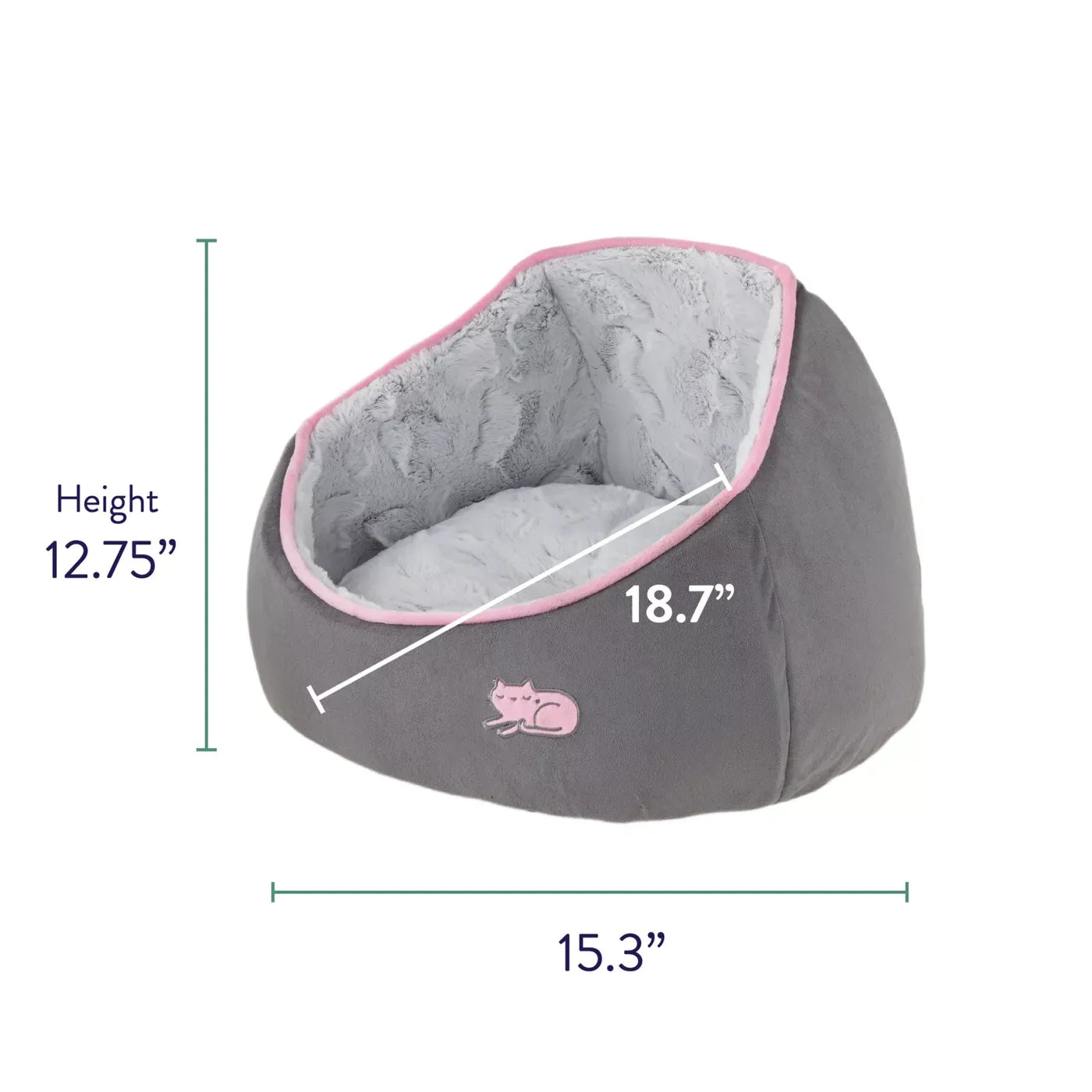 Whisker City® Grey Marble Snuggle Cave Cuddler Cat Bed 18.7Lx15.3W
