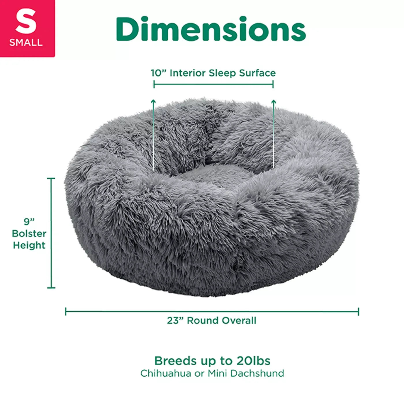FurHaven Calming Cuddler Donut MediumPet Bed - Gray 23Lx23W