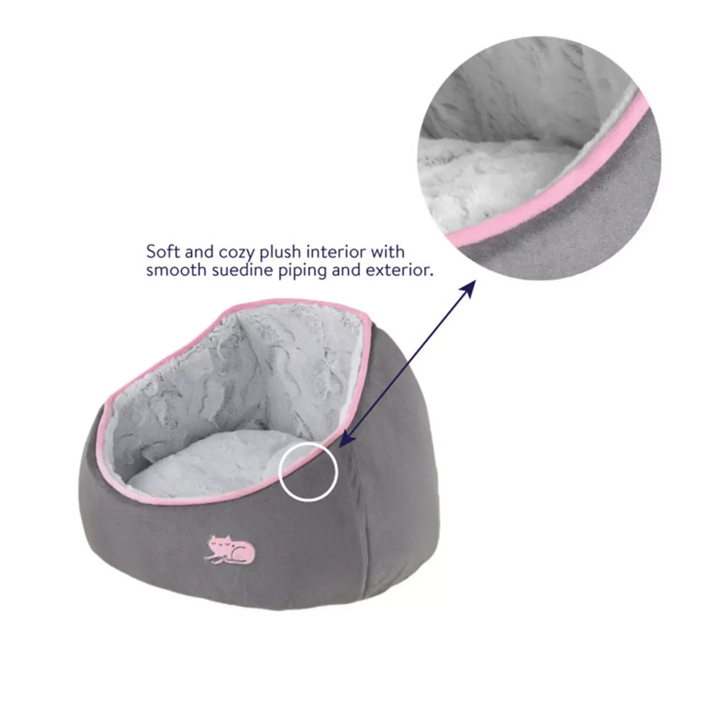 Whisker City® Grey Marble Snuggle Cave Cuddler Cat Bed 18.7Lx15.3W