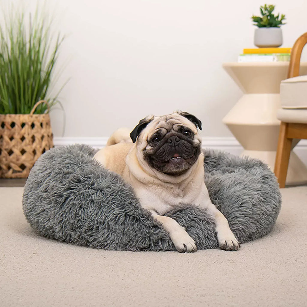 FurHaven Calming Cuddler Donut MediumPet Bed - Gray 23Lx23W