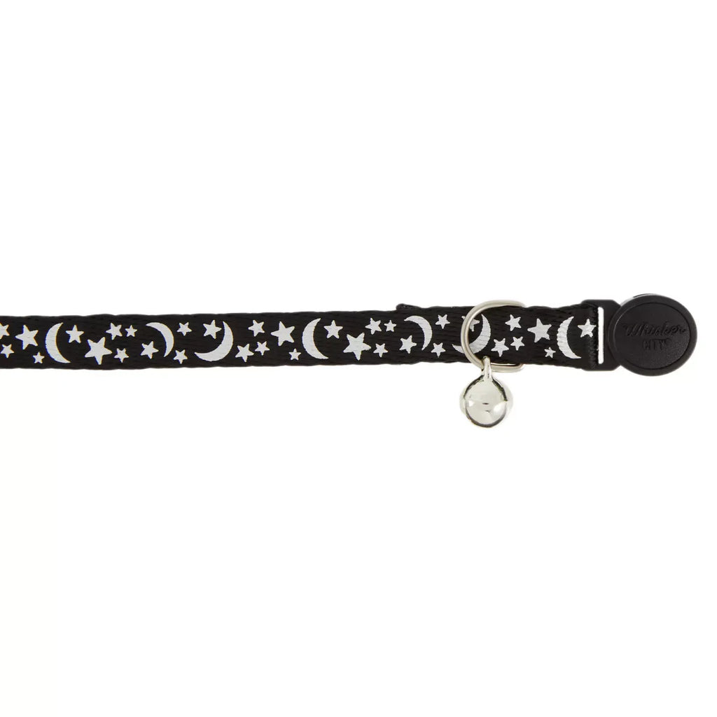 Whisker City® Moon & Stars Cat Collar, Black & White Cat Collar, Break-Away Collar, Multiple Sizes