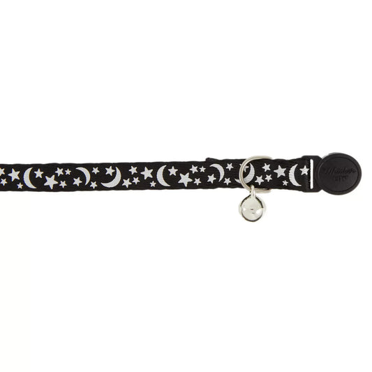 Whisker City® Moon & Stars Cat Collar, Black & White Cat Collar, Break-Away Collar, Multiple Sizes