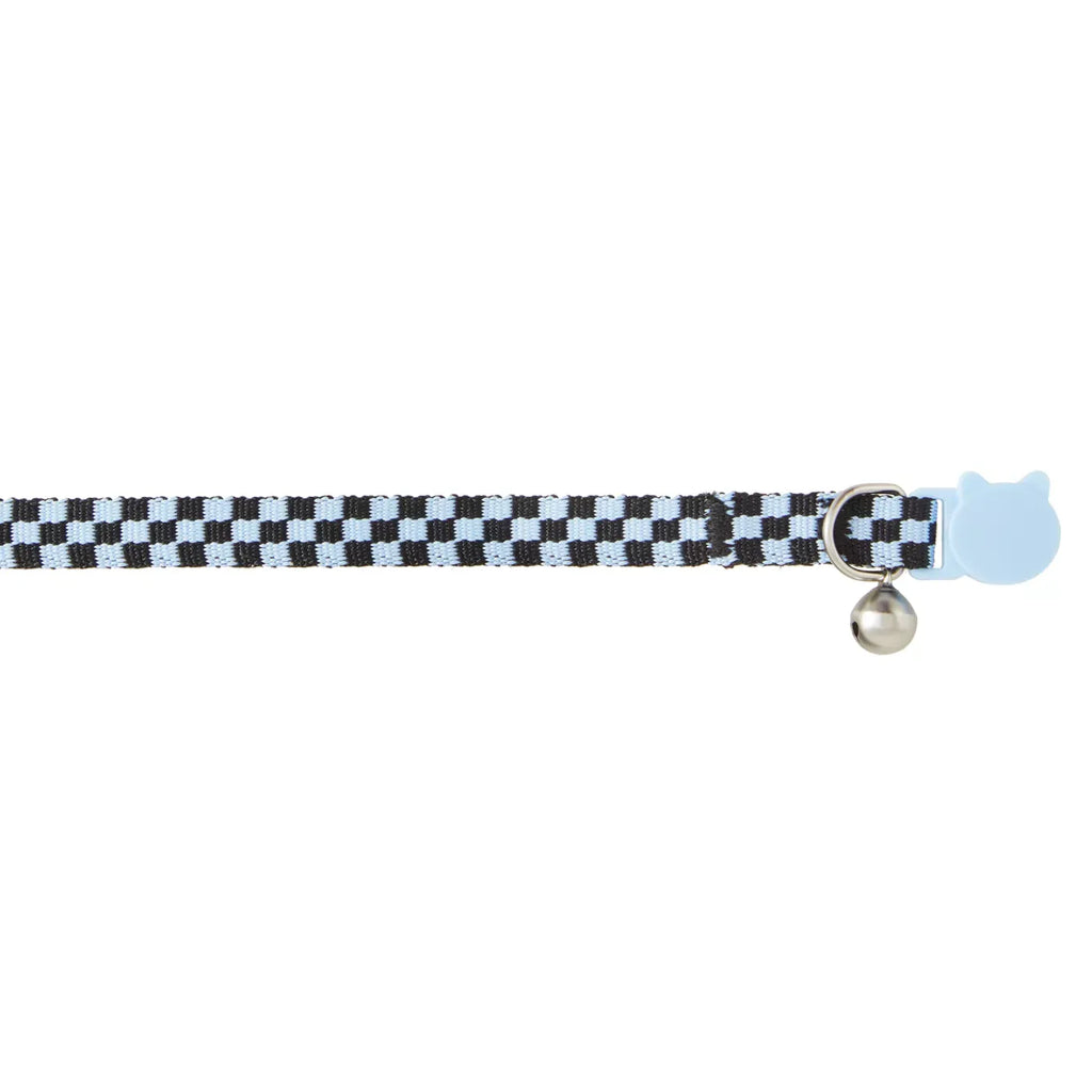 Whisker City® Blue Checkered Cat Collar, Easy Release Cat Collar, Breakaway Collar, Kitten, Blue