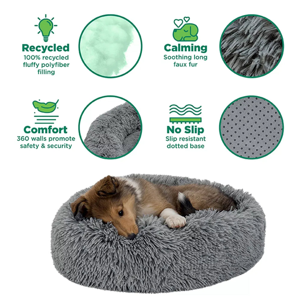 FurHaven Calming Cuddler Donut MediumPet Bed - Gray 23Lx23W