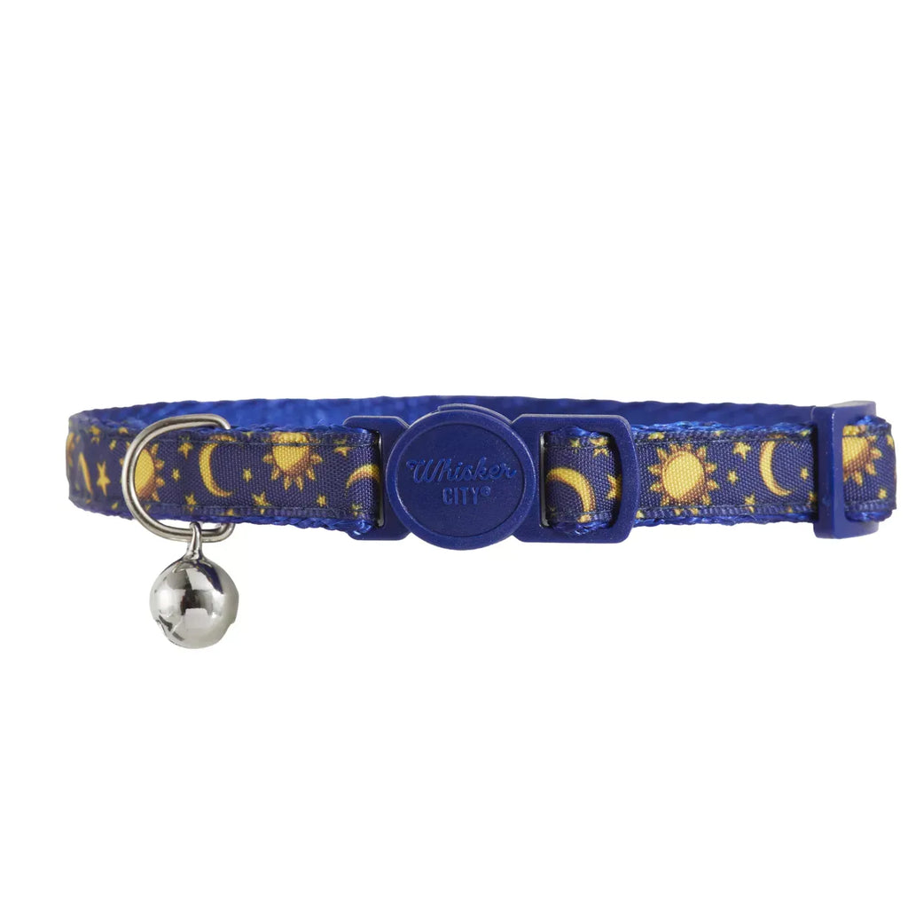 Whisker City® Breakaway Cat Collar, Breakaway Kitten Collar, Moons & Stars, Blue