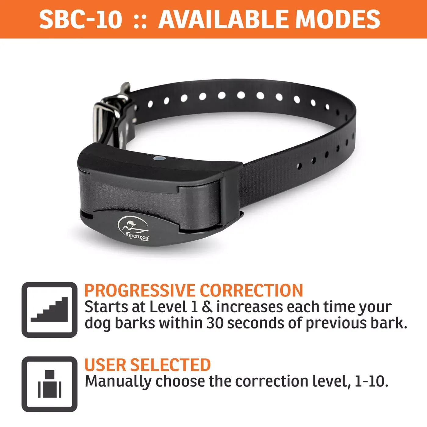 SportDOG® Brand NoBark 10 Collar - Rechargeable - Waterproof & Submersible - Black