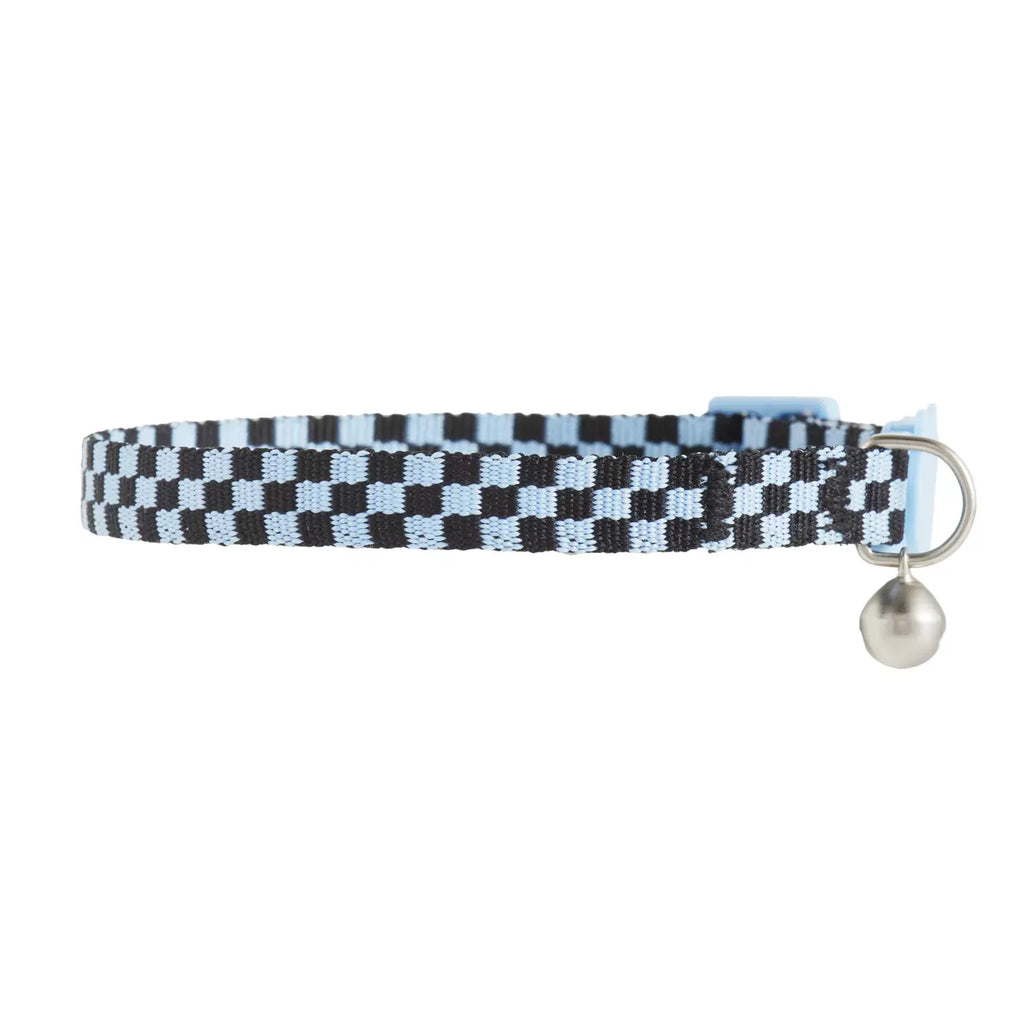 Whisker City® Blue Checkered Cat Collar, Easy Release Cat Collar, Breakaway Collar, Kitten, Blue