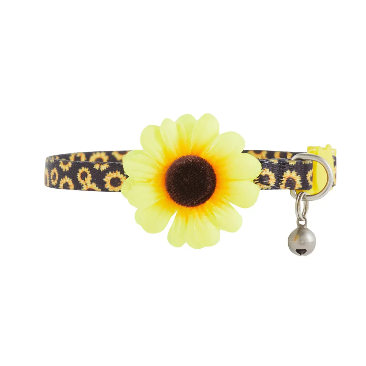 Whisker City® Sunflower Cat Collar, Black & Yellow Cat Collar, Break-Away Collar, Mulitple Sizes
