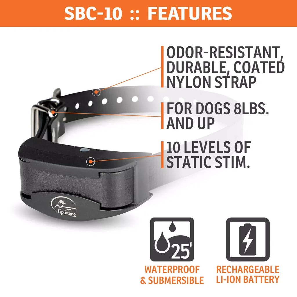 SportDOG® Brand NoBark 10 Collar - Rechargeable - Waterproof & Submersible - Black
