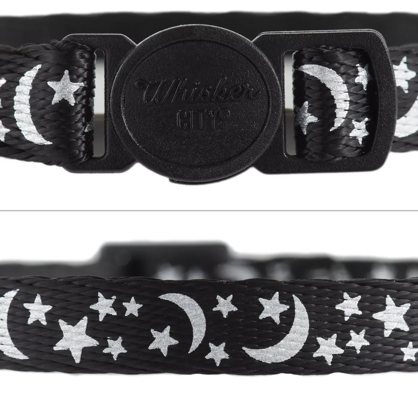 Whisker City® Moon & Stars Cat Collar, Black & White Cat Collar, Break-Away Collar, Multiple Sizes