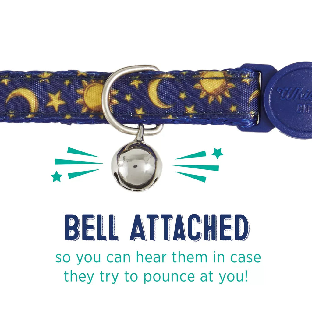 Whisker City® Breakaway Cat Collar, Breakaway Kitten Collar, Moons & Stars, Blue