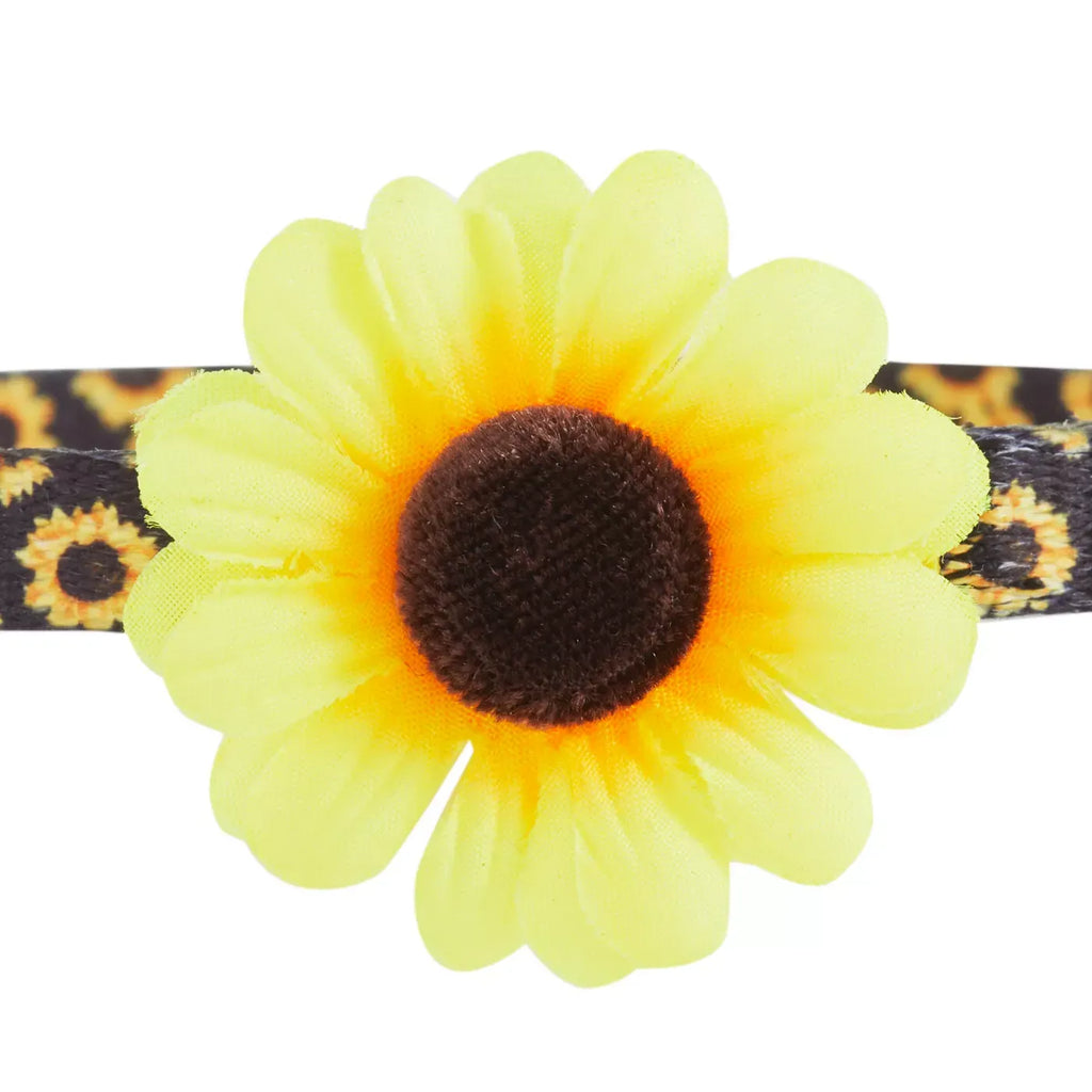 Whisker City® Sunflower Cat Collar, Black & Yellow Cat Collar, Break-Away Collar, Mulitple Sizes