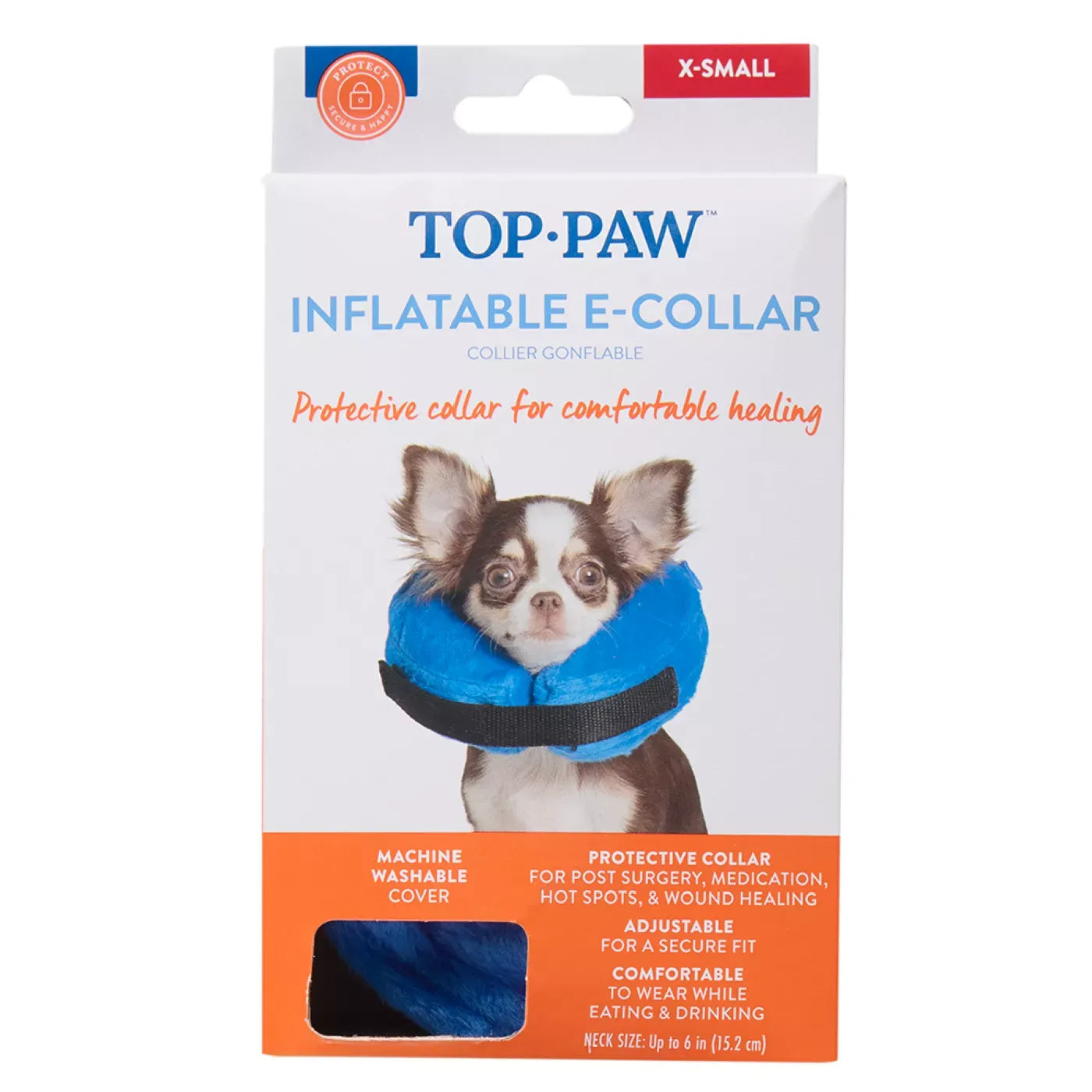 Dog MX Inflatable E-Collar Cone for Dogs, Post-Surgery & Hot Spot Healing, Blue, Multiple Sizes