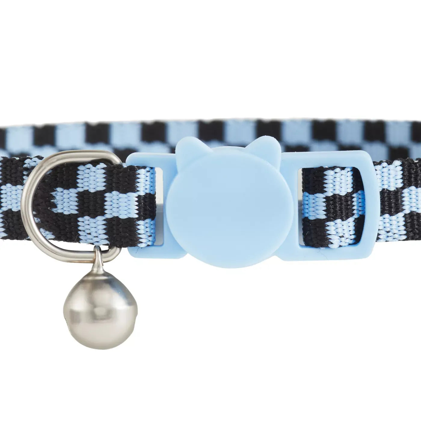 Whisker City® Blue Checkered Cat Collar, Easy Release Cat Collar, Breakaway Collar, Kitten, Blue