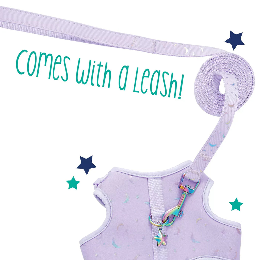 Whisker City® Cat Leash & Harness Combo, Purple Moons