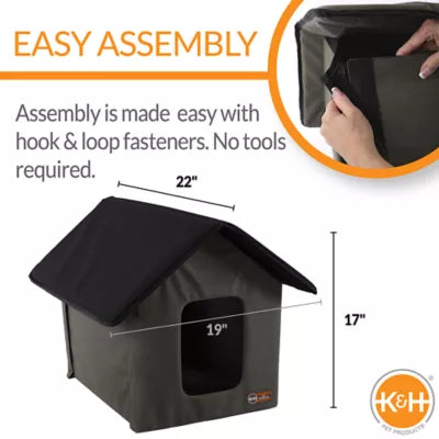 K&H Pet Products Outdoor Cat House, Weatherproof, Insulated Kitty Shelter, Removable Floor Pad