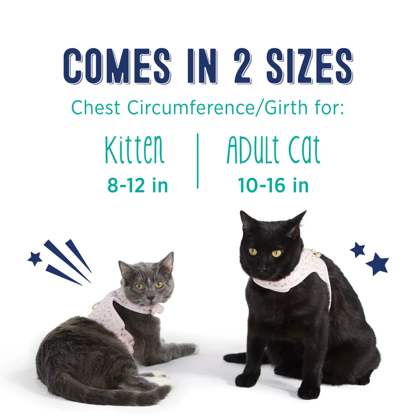 Whisker City® Pink & Gold Cat Harness & Leash Combo Set, Comfortable, Adjustable, Multiple Sizes