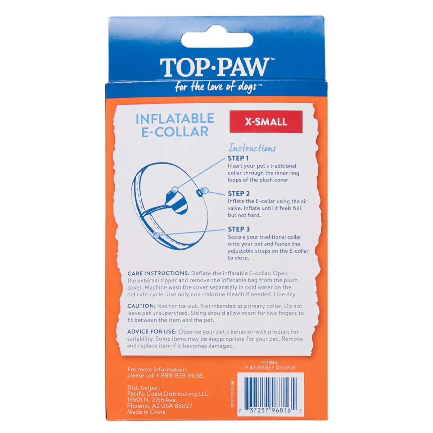 Dog MX Inflatable E-Collar Cone for Dogs, Post-Surgery & Hot Spot Healing, Blue, Multiple Sizes