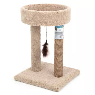 Whisker City® 23-in Scratch & Play Post Cuddler Carpet Cat Tower W/ Scratch Posts & Dangling Toy