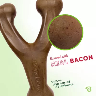 Benebones Benebone Wishbone Durable Dog Chew Toy, Bacon Flavored, Small