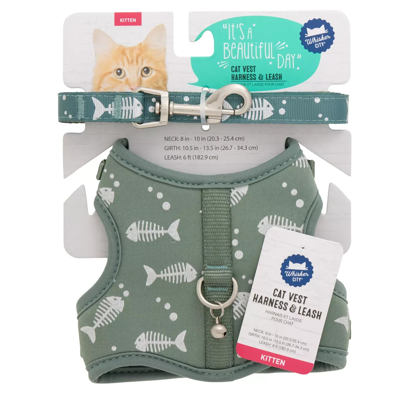 Whisker City Fish Foil Cat Harness and Leash Combo Set