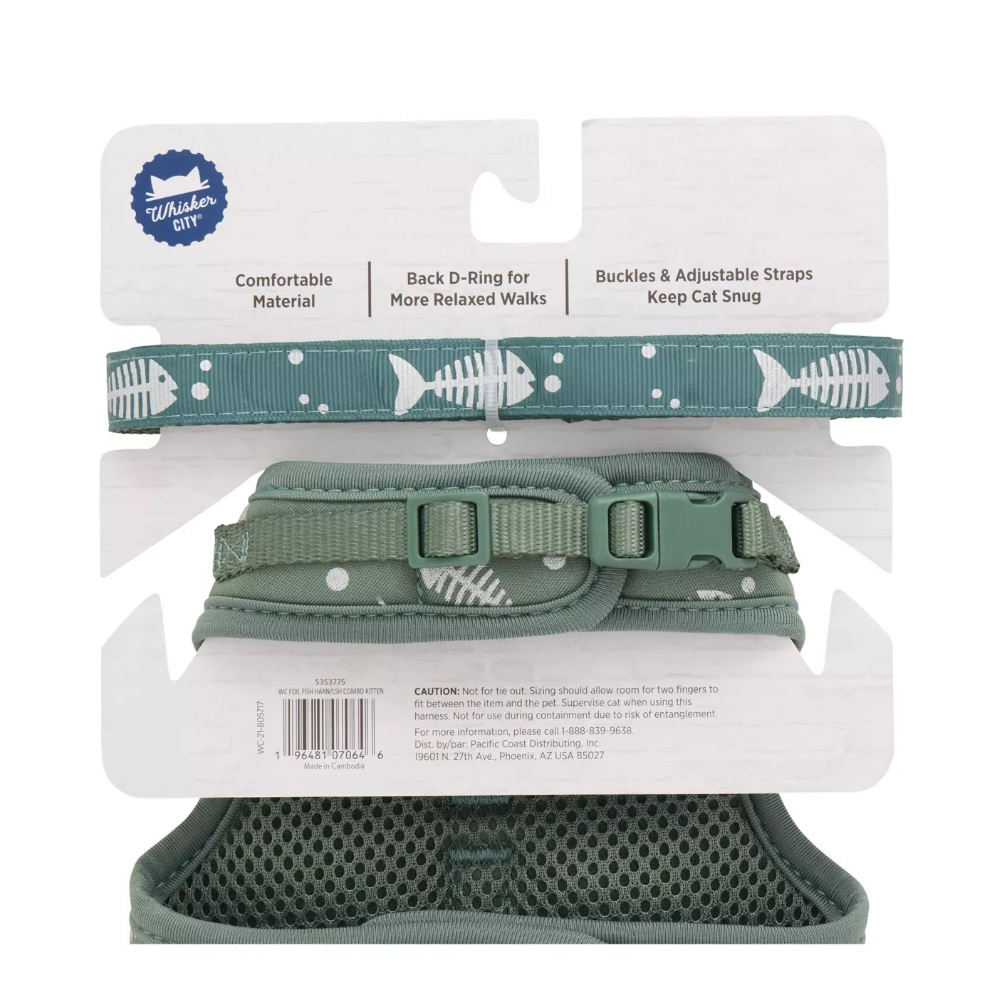 Whisker City Fish Foil Cat Harness and Leash Combo Set