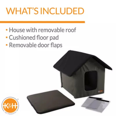 K&H Pet Products Outdoor Cat House, Weatherproof, Insulated Kitty Shelter, Removable Floor Pad
